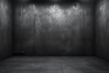 Dark and gray abstract cement wall and studio room white spotlight used as a studio background wallの素材
