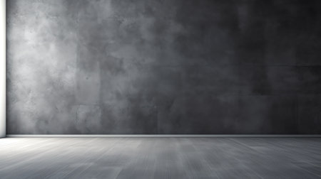 Dark Concrete Garage Empty Background with Wide Wall and Industrial Floorの素材