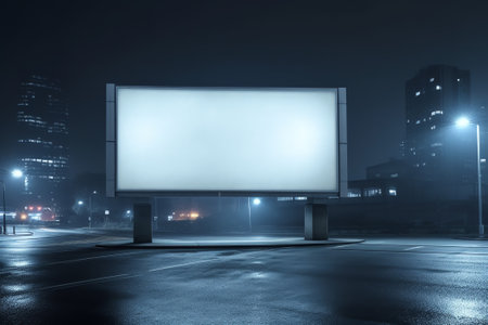 blank of billboards at bus stop in nightの素材