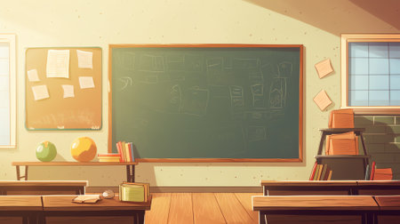 Empty classroom. School Education background. Empty school classroom. Classroom interior. Meeting roの素材