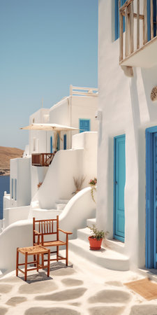 Old small chapel with trees in yard religious destination at Kimolos island Chora Cyclades Greece. Wの素材