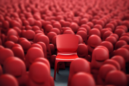Red Different Chair, Leadership Concept, 3d renderの素材