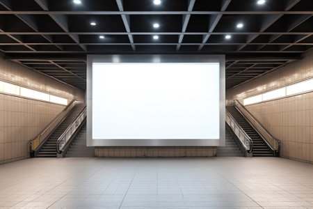 Mockup image of Blank billboard white screen posters and led in the subway station for advertisingの素材