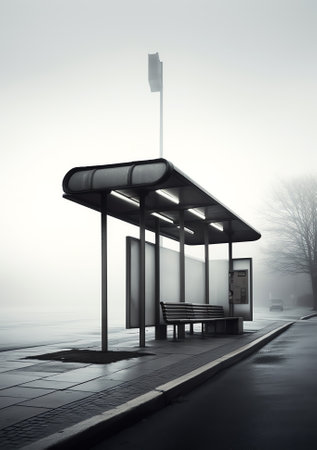 Bus shelter isolated on white backgroundの素材
