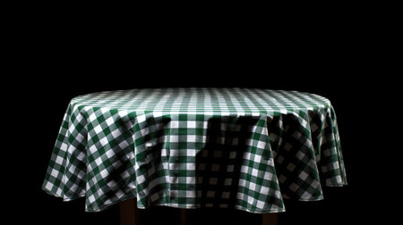 Round table with a cloth and two chairs isolated on white backgroundの素材