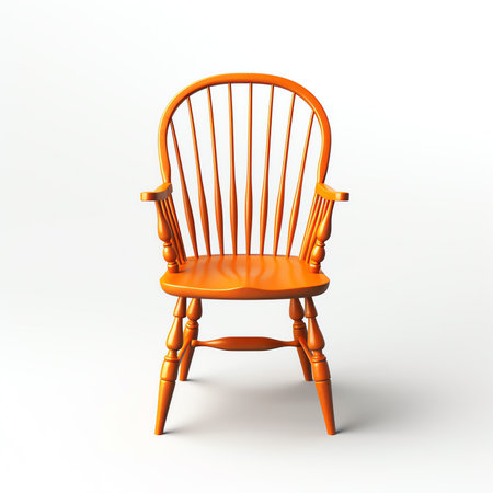 Old wooden chair isolated on white, 3d renderingの素材