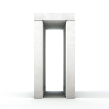 Empty bus stop with columns in the style of ancient Rome or Greece in Tunisia, isolated on a white bの素材