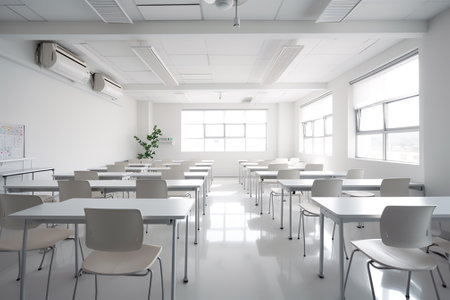 Interior of modern empty classroomの素材