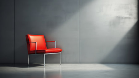 Red chair in an empty roomの素材