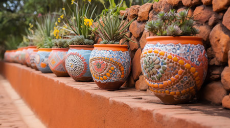 Big empty clay pots in the gardenの素材