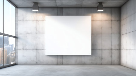 Empty space for products show in concrete hallway with park background.3D rendering.の素材