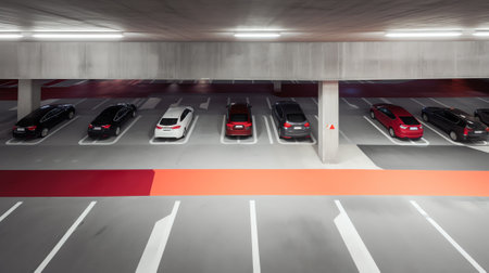 Car parking lot with white markの素材