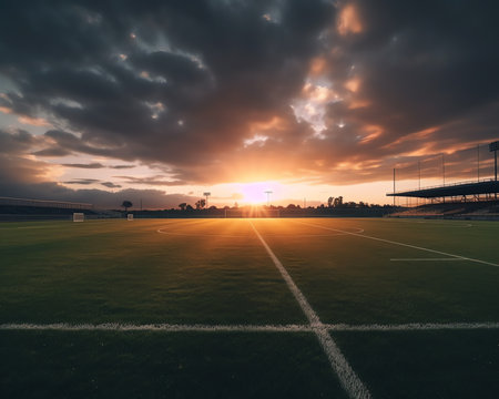 Soccer field with cloudy in the countryside.の素材