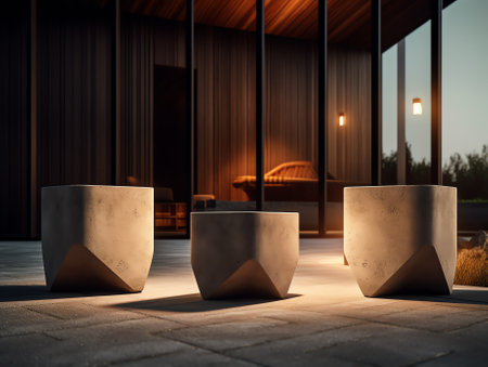 Modern loft style concrete patio for outdoor seating areas,3d renderingの素材