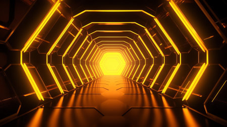 Sci Fi Futuristic Wing Shaped Alien Modern Smoke Fog Neon Led Lights Orange Yellow Glowing Cyberpunkの素材