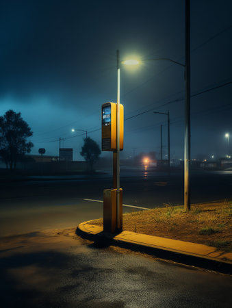 Streetlamp in parking lot at nightの素材