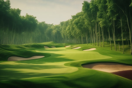 Golf course with gorgeous greenの素材