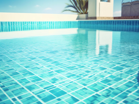 Empty in ground swimming pool ready for replacement of old vinyl lining or linerの素材