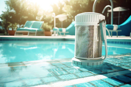 Empty dry swimming pool preparing for cleaning.の素材