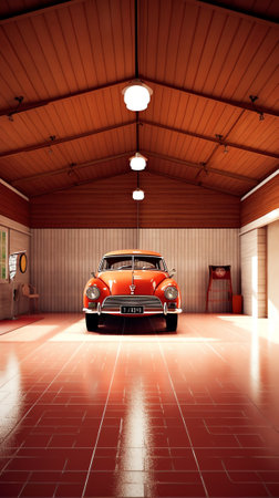 garage interior 3d illustrationの素材