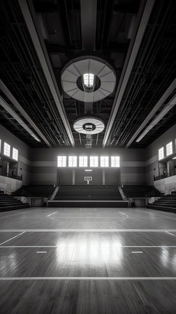 Interior of an old gymhallの素材