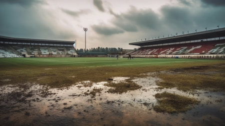 Soccer field with cloudy in the countryside.の素材