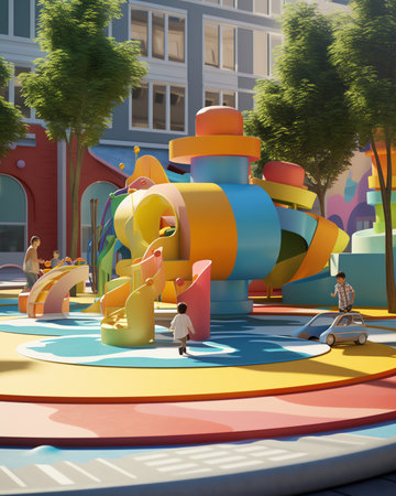 Colorful Playground.3D Rendering.の素材