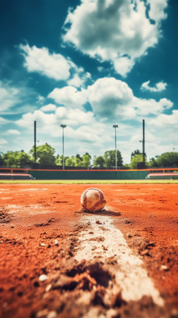 A wide angle shot of a baseball field.の素材