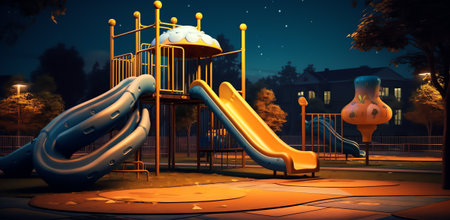 children's playground at night Manchester Englandの素材