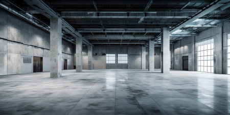 Large modern empty storehouseの素材