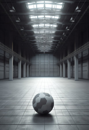 Interior of a sport hall for soccer or handballの素材