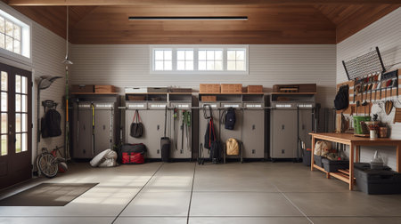 3D illustration of garage interiorの素材