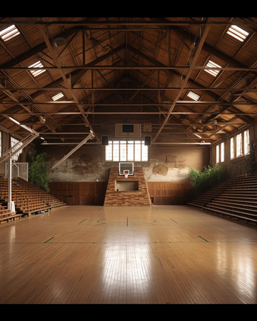 Old school basketball court gymnasiumの素材