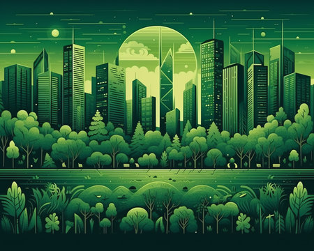 Nice green forest landscape in the cityの素材