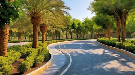 empty marble road in the parkの素材