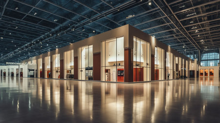 Empty hall exhibition centre.The backdrop for exhibition stands, booth,market,trade show.Conversatioの素材