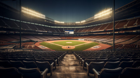 Empty baseball stadium 3 dimensional render panoramaの素材