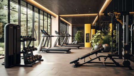 3d rendering sport club room with strength machineの素材