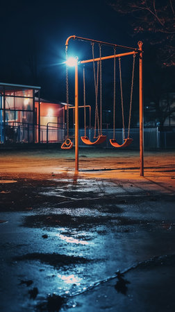 children's playground at night Manchester Englandの素材