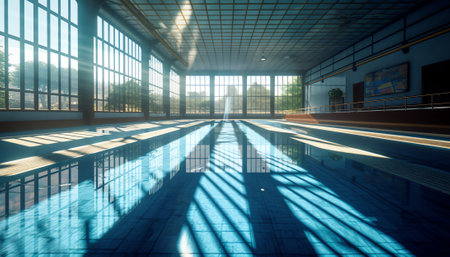 interior of public swimming poolの素材
