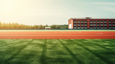 textured soccer game field in a small town. - center, midfieldの素材