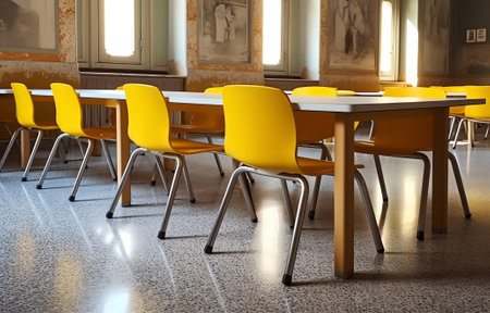 empty library desks that don't workの素材