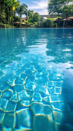 A swimming pool empties at the end of tourist season.の素材