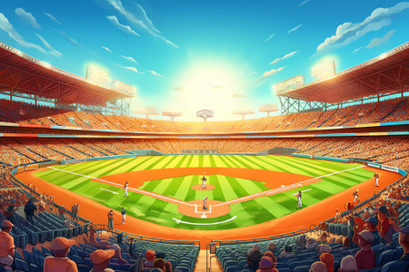 Professional baseball grand arena in the sunlightの素材