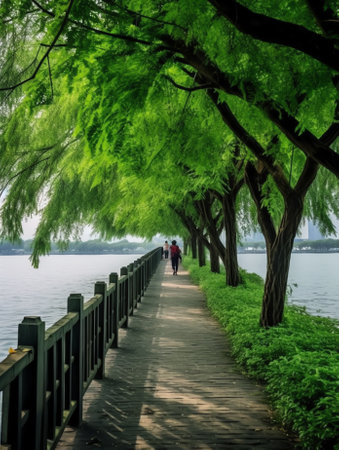 empty floor in hangzhou city parkの素材