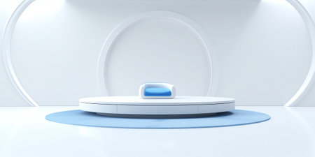 Futuristic empty stage. Modern Future background technology Sci-fi interior concept. 3d renderingの素材
