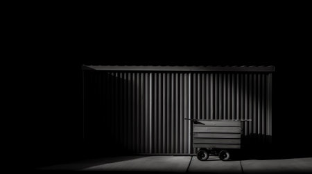 Empty garage illuminated by lampの素材