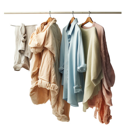 Wardrobe with clothes isolated on a white backgroundの素材