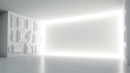 White wall with spotlightsの素材