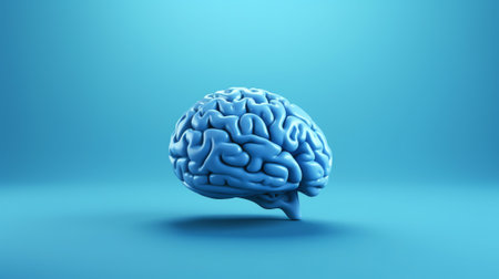 Minimal background for online education. Creative concept of the human brain on blue background. 3dの素材